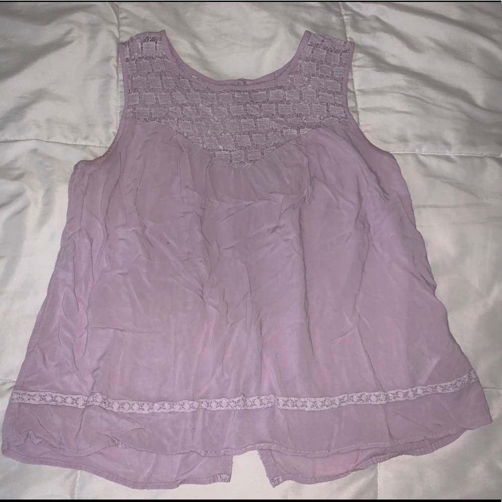 Purple Tank Blouse w Lace Design
